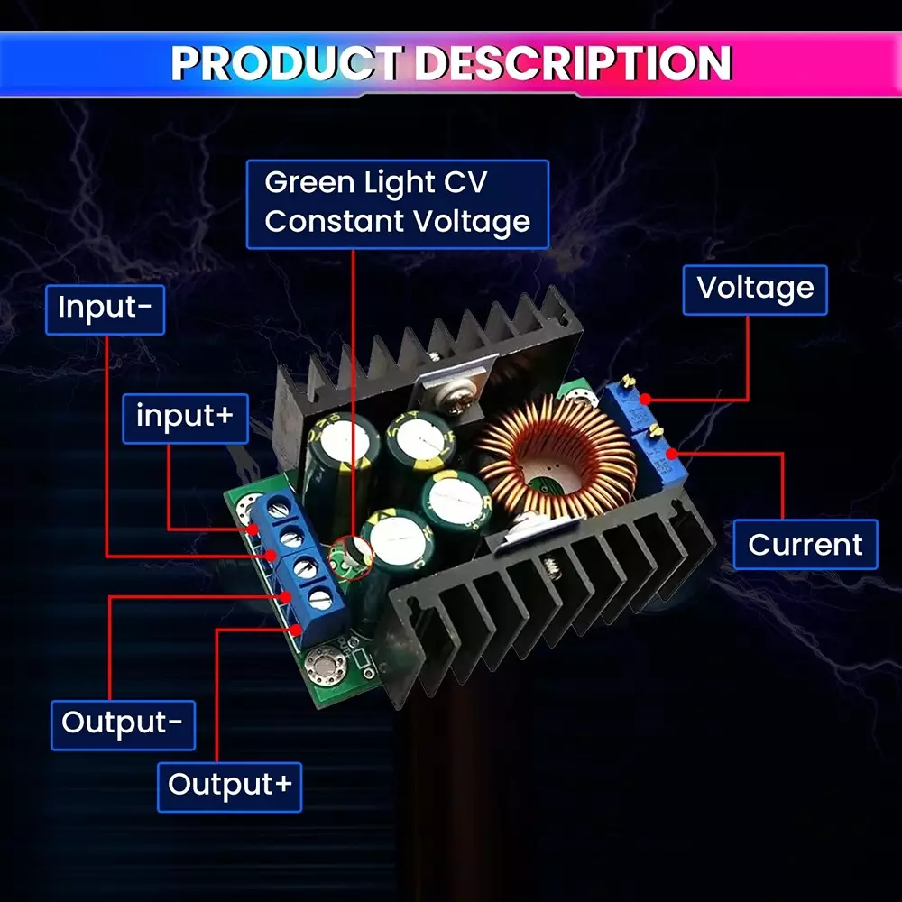 amiciSmart DC-DC Buck Convertor 300 W 5-40 V to 1.2-35 V Adjustable for DIY Application, DC-BUCK-300