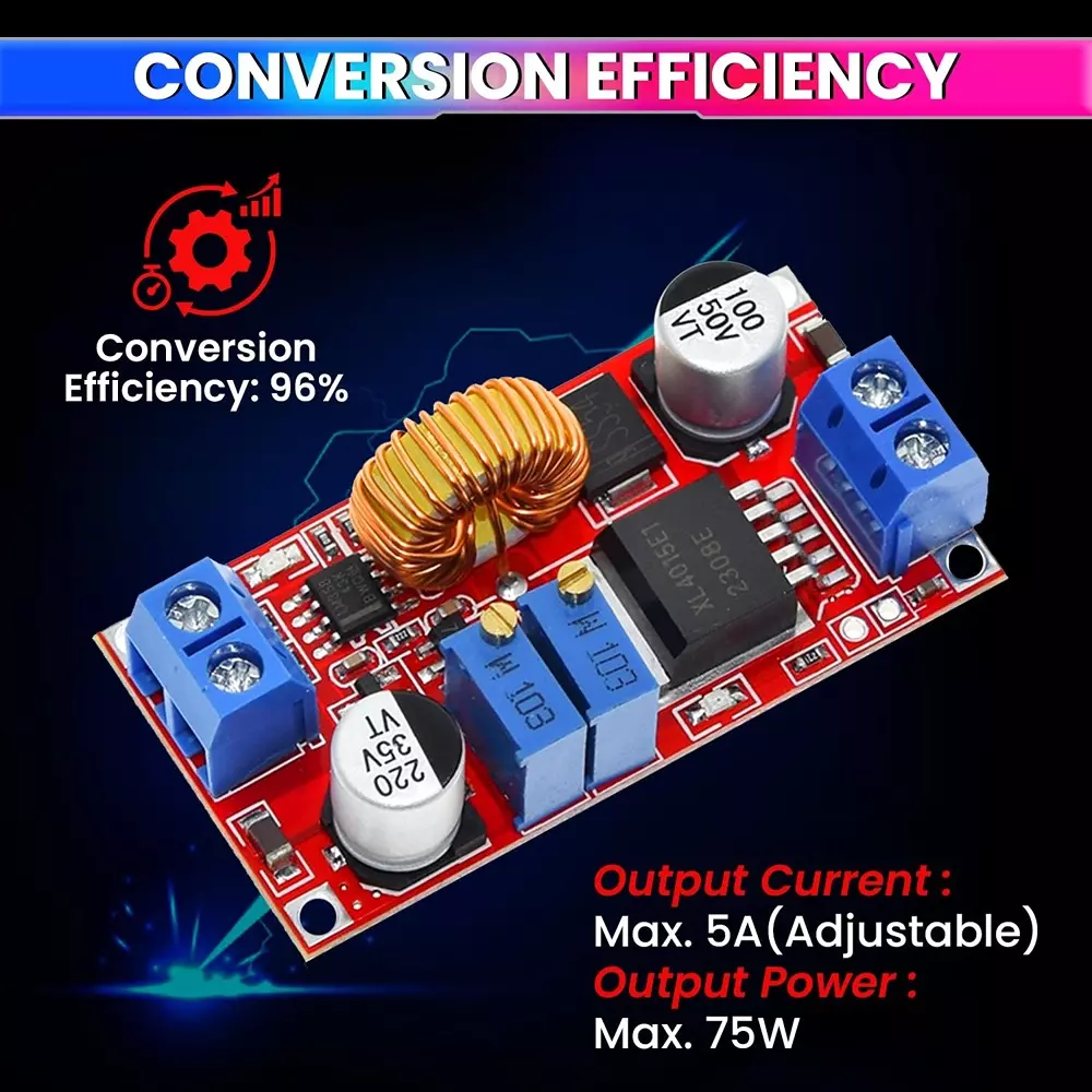 AmiciSolar DC Step Down Module 5 A 4-38 V to 1.25-36 V DC-DC Adjustable 75 W, BUCK-XL4015