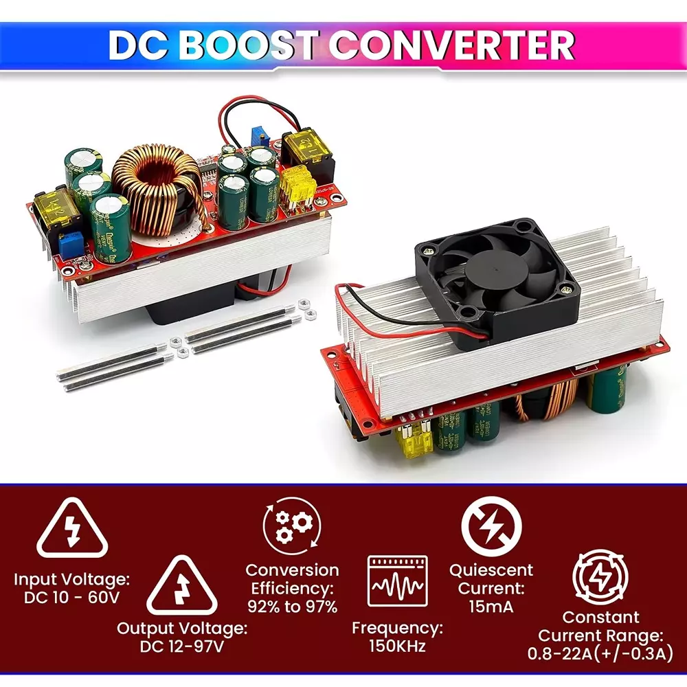 AmiciSolar Boost Converter 1500 W 30 A High-Efficiency Adjustable Advanced Protection, DC-DC-30A