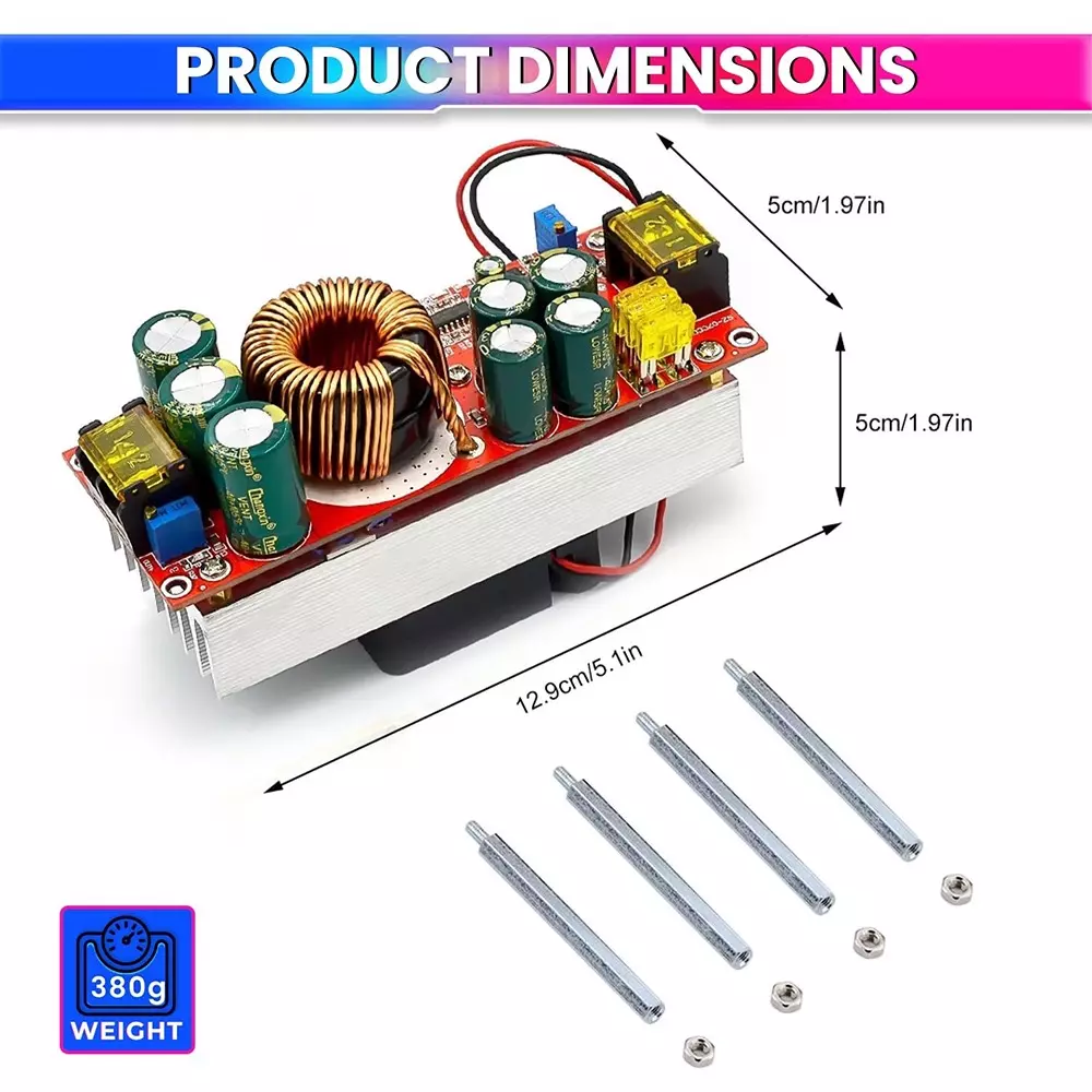 AmiciSolar Boost Converter 1500 W 30 A High-Efficiency Adjustable Advanced Protection, DC-DC-30A