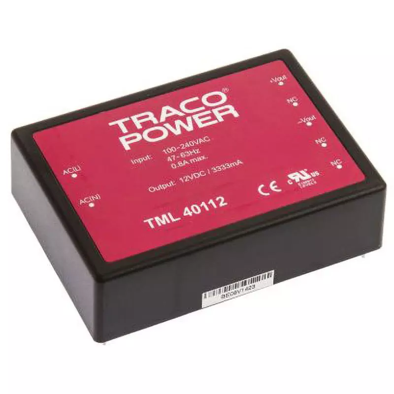 TRACO POWER AC/DC Converter 40.0 VA Rated/Max Power Output DC 12 Rated Output Voltage 3.333 A Rated Output, TML 40112