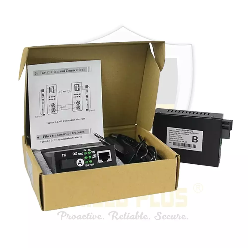 shield-plus-single-mode-single-fiber-media-converter-10100-mbps-up-to-20-km-transmission-distance-black-pack-of-2-pcs