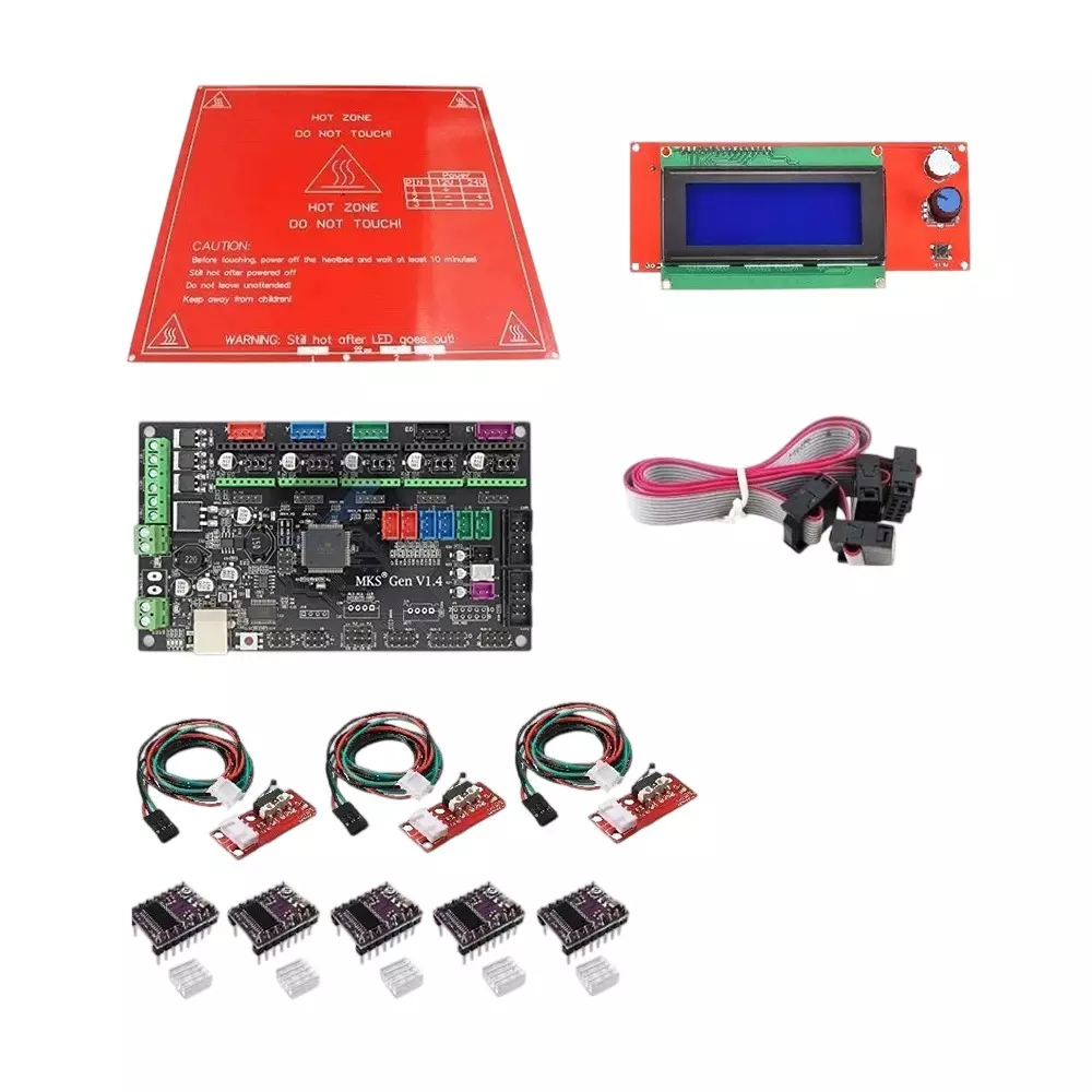 Invento 3D Printer Kit includes MKS Gen 1.4 Board, Smart LCD, PCB Heatbed, DRV8825 Stepper Motor Driver & Endstop Prusa i3 (ISC 1499-1X)