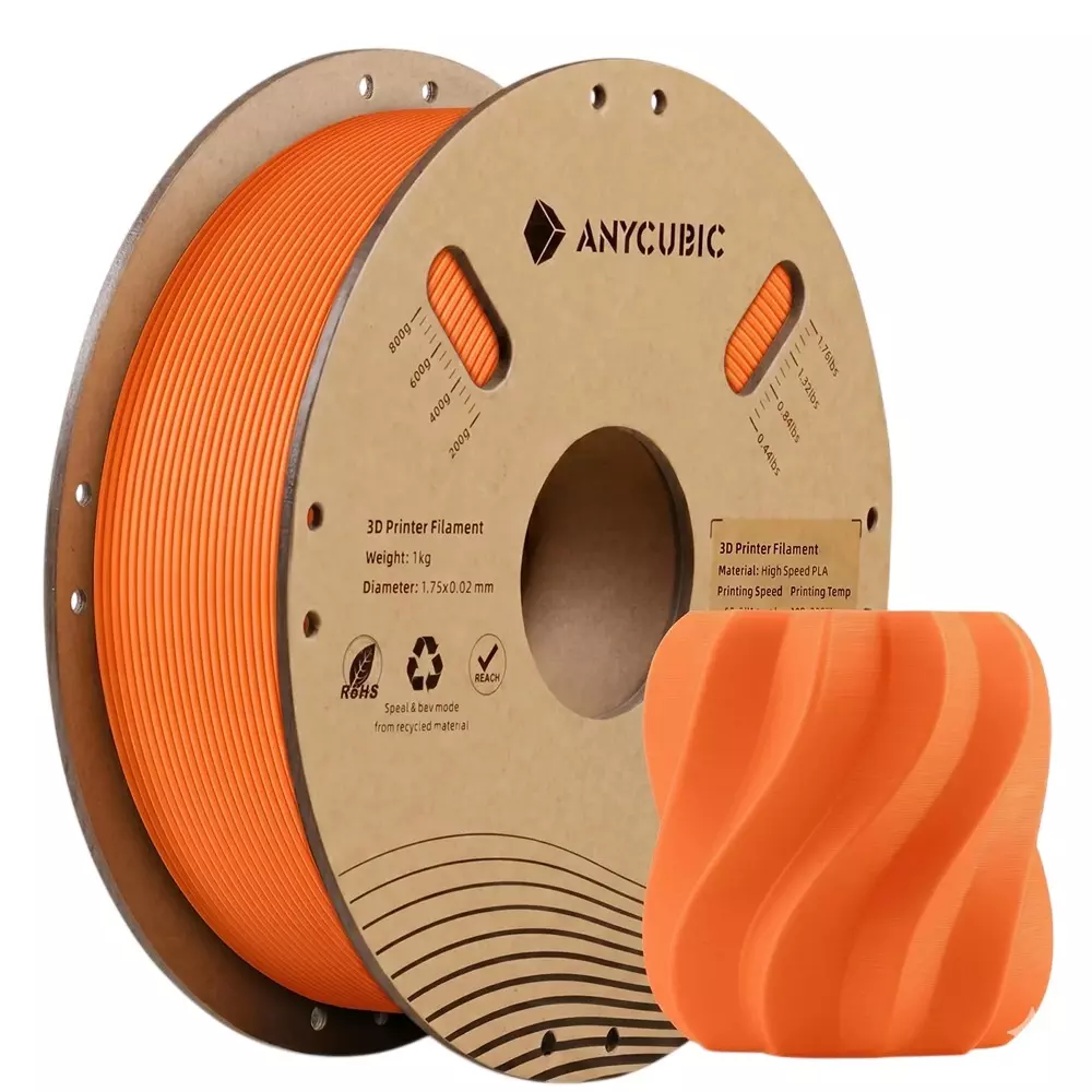 ANYCUBIC 1 Kg PLA Filament 1.75 mm Diameter Orange Suitable For FDM 3D Printing