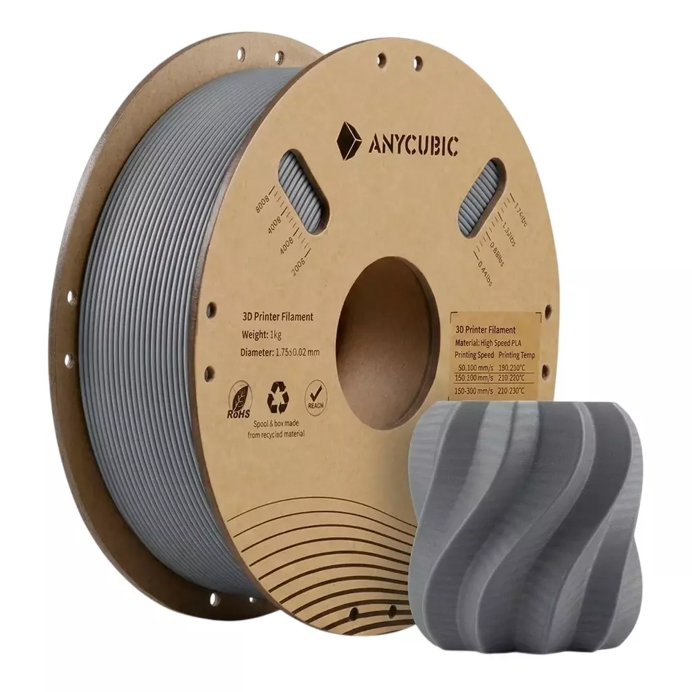 ANYCUBIC 1 Kg PLA Filament 1.75 mm Diameter Grey Suitable For FDM 3D Printing