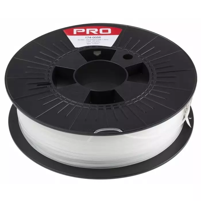 RS PRO 3D Printer Filament 1.75 mm Transparent PP 500 g, 1740056