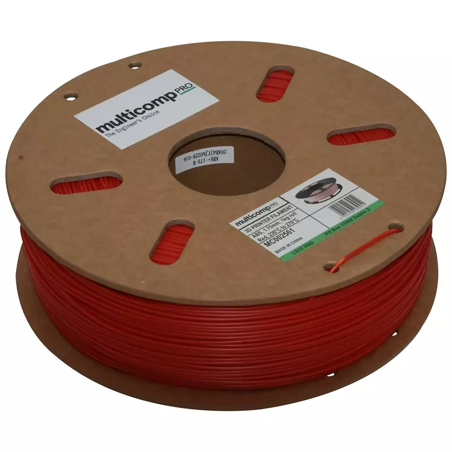 MULTICOMP PRO 3D Printer Filaments 3D PRINTER FILAMENT, ABS, 1.75MM, RED, MC002561