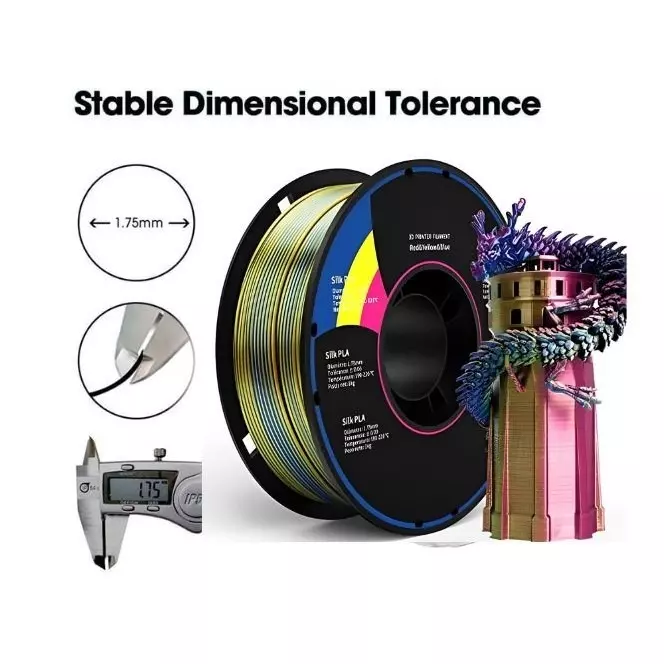 FiLAMONT 3 In 1 Color 3D Printer Filament Silk PLA Red, Gold and Purple