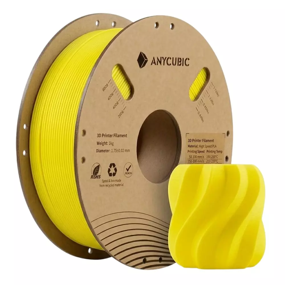 ANYCUBIC 1 Kg PLA Filament 1.75 mm Diameter Yellow Suitable For FDM 3D Printing