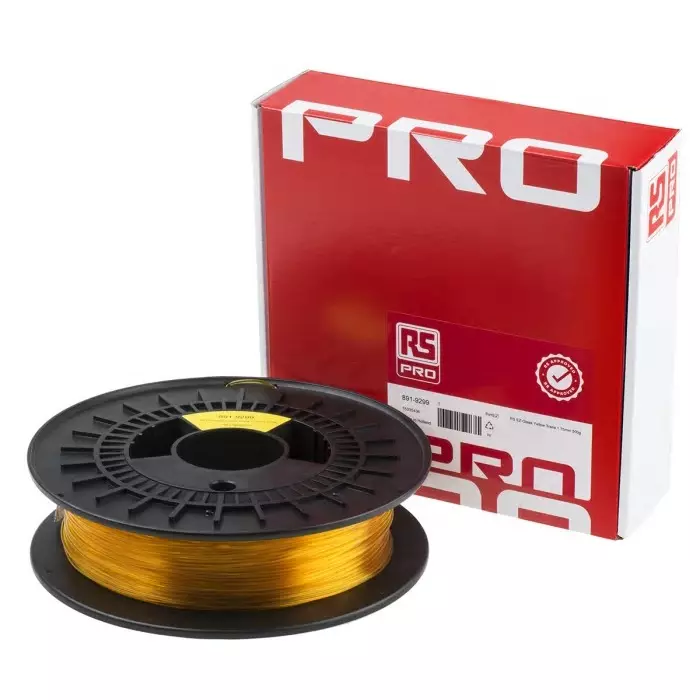 RS PRO 3D Printer Filament 1.75 mm Translucent Yello W PET-G 500 g, 8919299