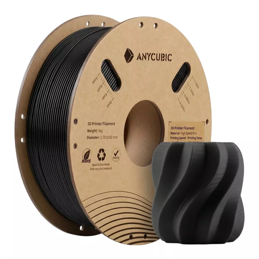 ANYCUBIC 1 Kg PLA Filament 1.75 mm Diameter Black Suitable For FDM 3D Printing