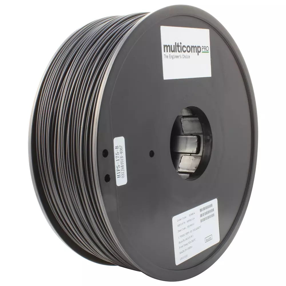 MULTICOMP PRO 3D Filament 1.75 mm Diameter HIPS (High Impact Polystyrene) Material, MP001124