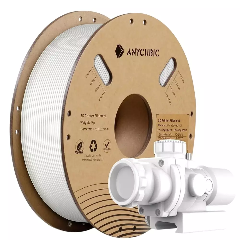 ANYCUBIC 1 Kg PLA Filament 1.75 mm Diameter White Suitable For FDM 3D Printing