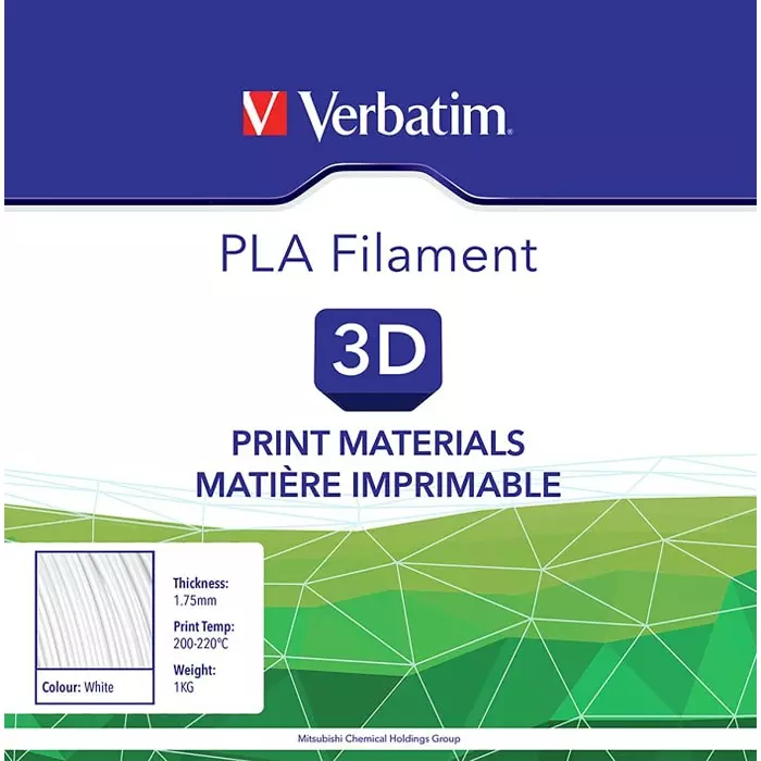 Verbatim 1.75 mm White PLA 3D Printer Filament 1kg, 234130