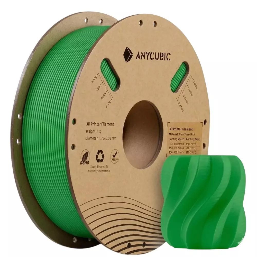 ANYCUBIC 1 Kg PLA Filament 1.75 mm Diameter Green Suitable For FDM 3D Printing