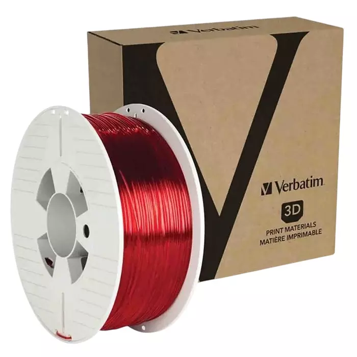 Verbatim 1.75 mm Clear Red PET-G 3D Printer Filament 1kg, 55054