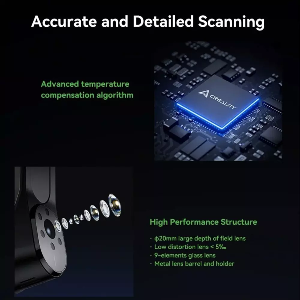 Creality CR-Scan Raptor 3D Scanner Advanced Technology 1920 × 1200 Camera Resolution