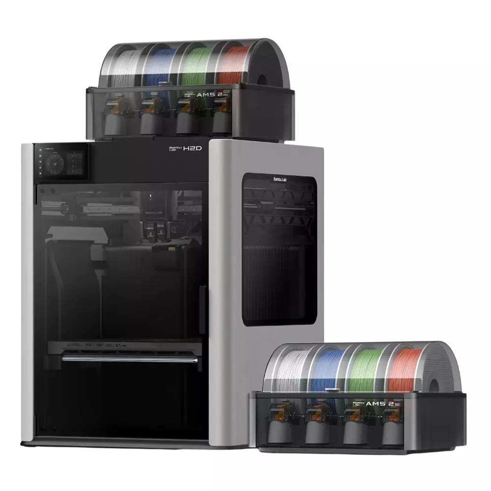 Bambu Lab H2D 3D Printer with AMS 0.4 mm Nozzle Diameter 600 mm/Sec Print Speed