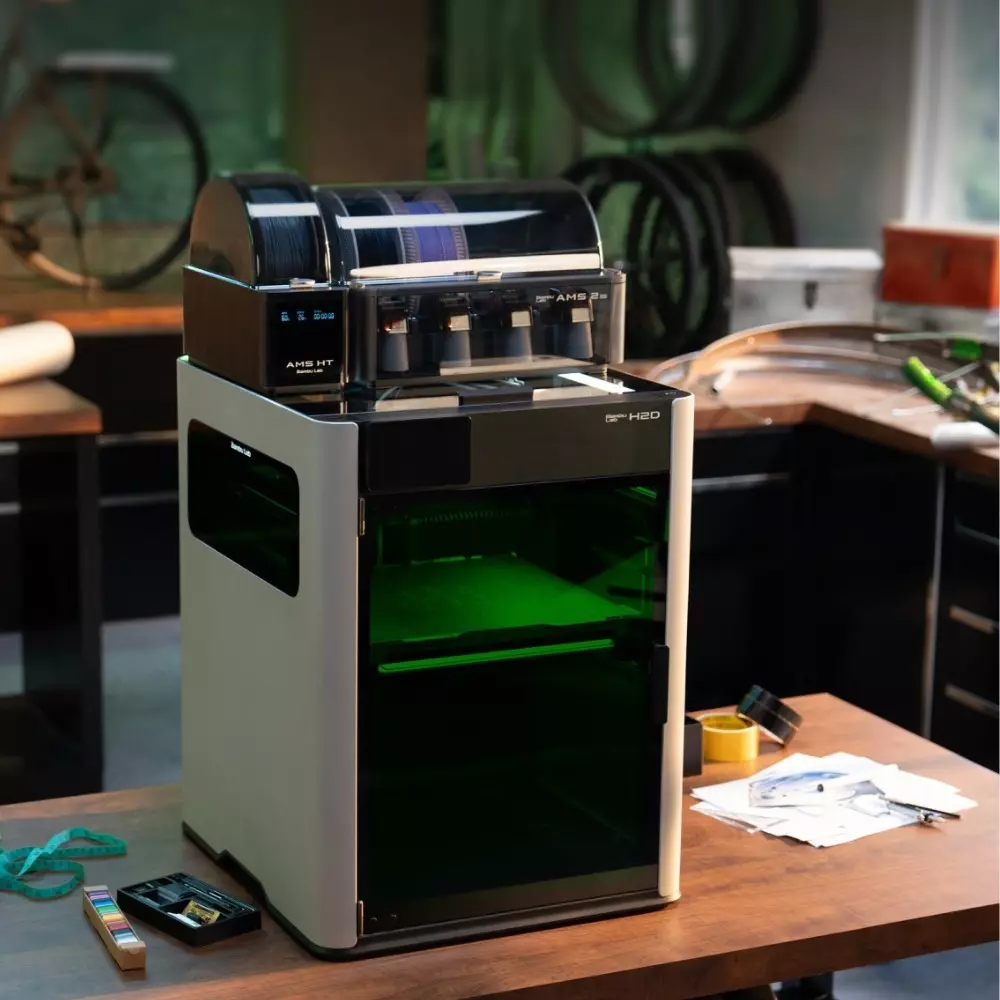 Bambu Lab H2D 3D Printer with AMS 0.4 mm Nozzle Diameter 600 mm/Sec Print Speed