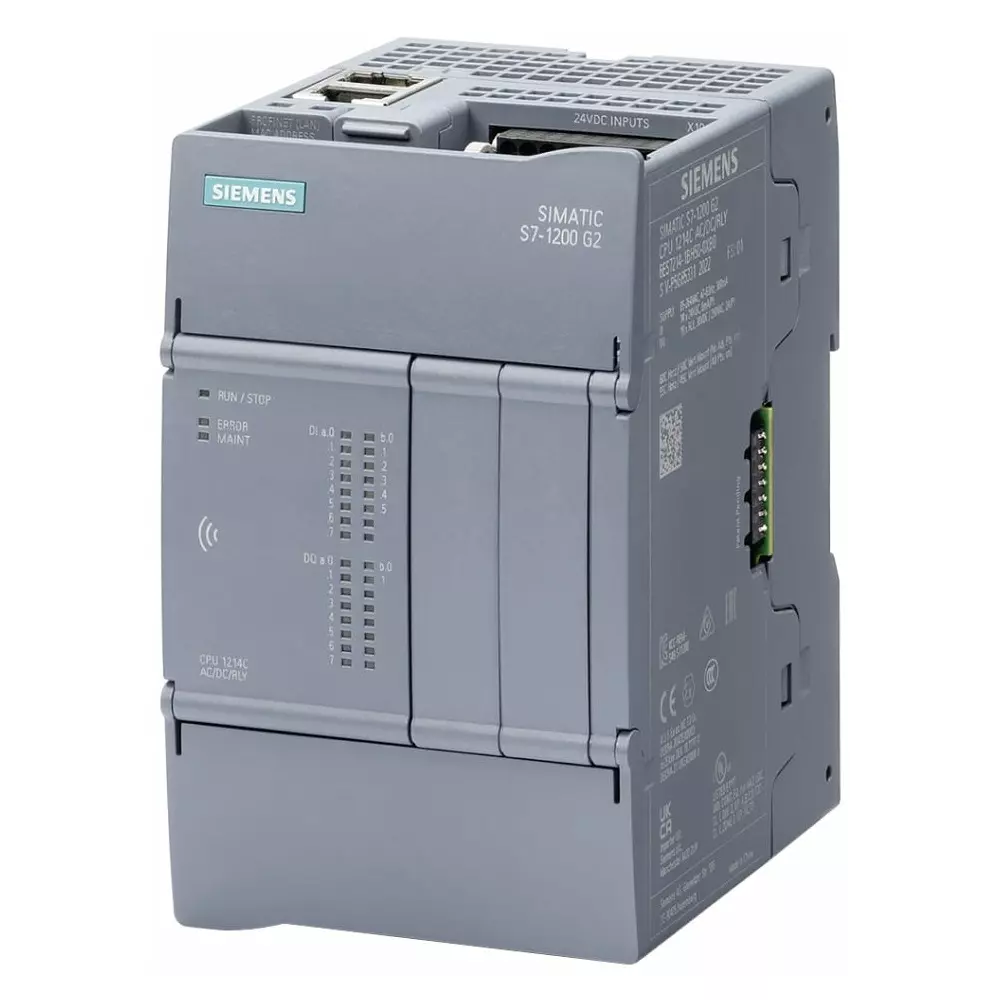 Siemens PLC CPU for Use with SIMATIC S7-1200, 24 V Supply, Digital Output, 14-Input, Digital, 6ES7214-1AH50-0XB0