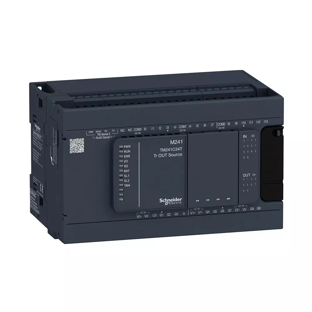 Schneider Electric Modicon M241 Logic Controller 0.5 & 1 Amp 24 V DC, TM241C24T