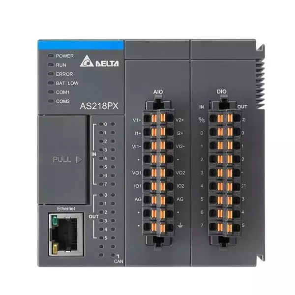 Delta Programmable Logic Controller with 64K Steps Program Capacity and 3-Axis High-Speed Pulse Train Output, AS218PX-A