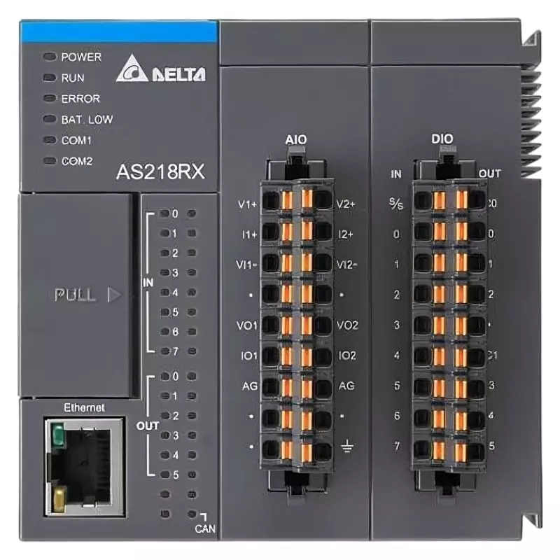 Delta Programmable Logic Controller with 64K Steps Program Capacity and 3-Axis High-Speed Pulse Train Output, AS218RX-A