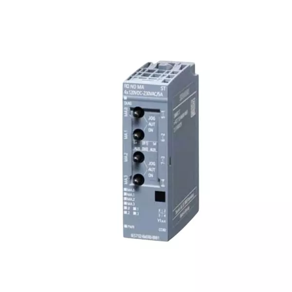 Siemens ET 200SP Series I/O Expansion Module RQ 4x120 V DC - 230 V AC/5 A NO MA ST with 24 V DC Rating and 1.5 W Power Loss, 6ES71326MD000BB1