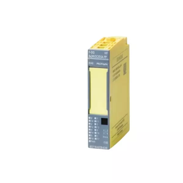 Siemens ET 200SP Series Fail Safe I/O Expansion Modules F-DQ 8x24 V DC/0.5 A PP HF with 24 V DC Rating and 3 W Power Loss, 6ES71366DC000CA0