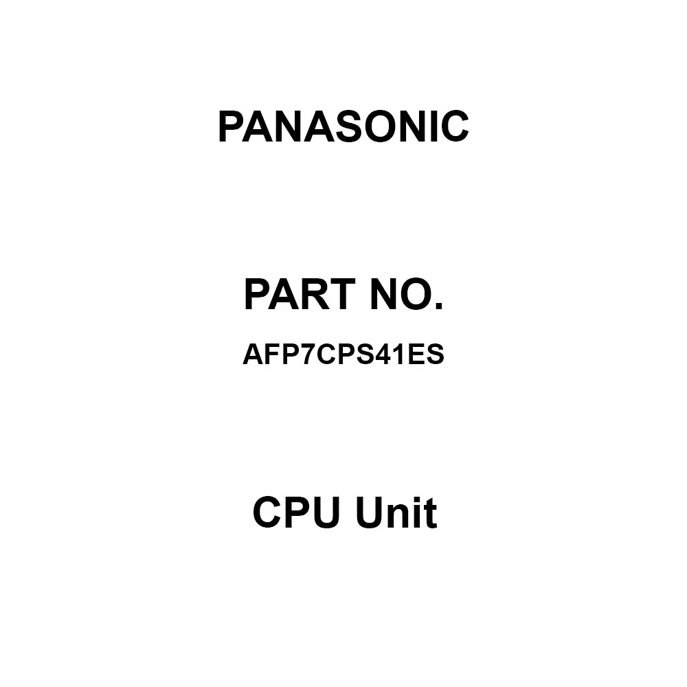 Panasonic CPU Unit 147 m/s² or more 3 Shock Resistance, AFP7CPS41ES