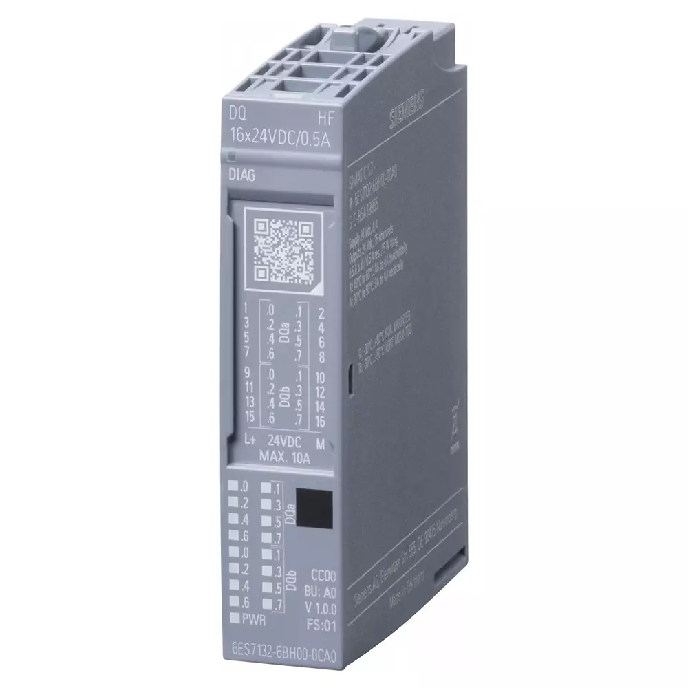 Siemens ET 200SP Series Digital Output Module, Current, Voltage, 24 V, 6ES7132-6BH00-0CA0