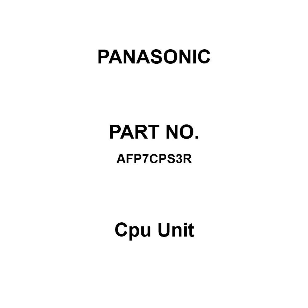 Panasonic Cpu Unit 20.4 to 28.8 DC V, AFP7CPS3R