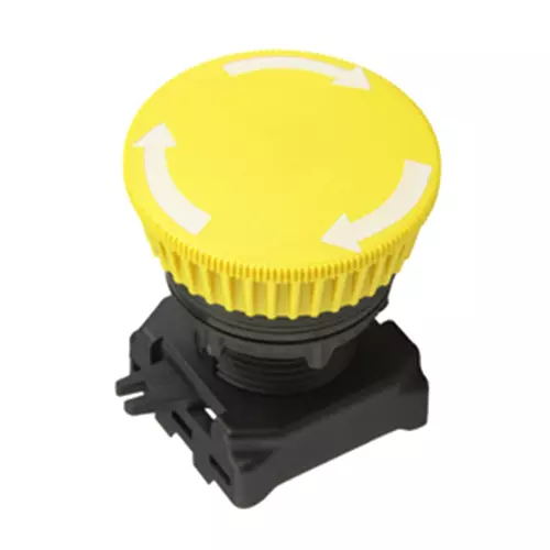 L&T [ Lauritz Knudsen ] Gen Next 22.5 mm Yellow Mushroom Head Push Button, EMNYMD1