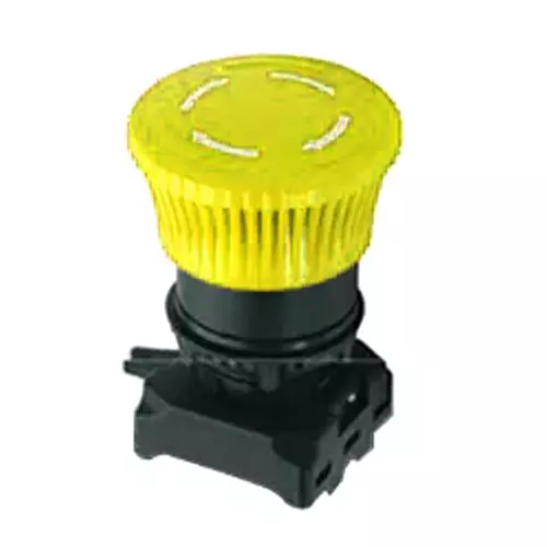 L&T [ Lauritz Knudsen ] Gen Next 22.5 mm Yellow Mushroom Head Push Button, EMNYMH1