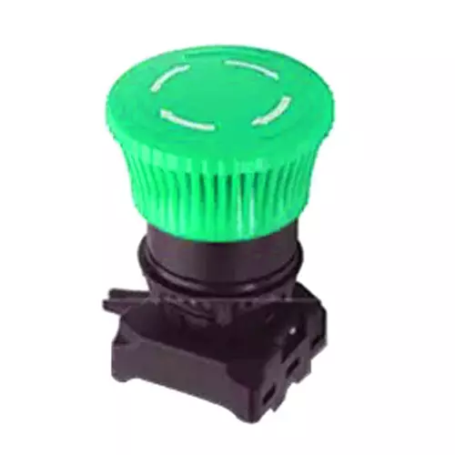 L&T [ Lauritz Knudsen ] Gen Next 22.5 mm Green Mushroom Head Push Button, EMNGMH1
