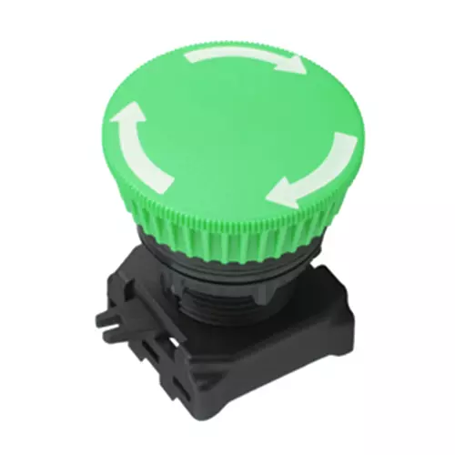 L&T [ Lauritz Knudsen ] Gen Next 22.5 mm Green Mushroom Head Push Button, EMNGMD1