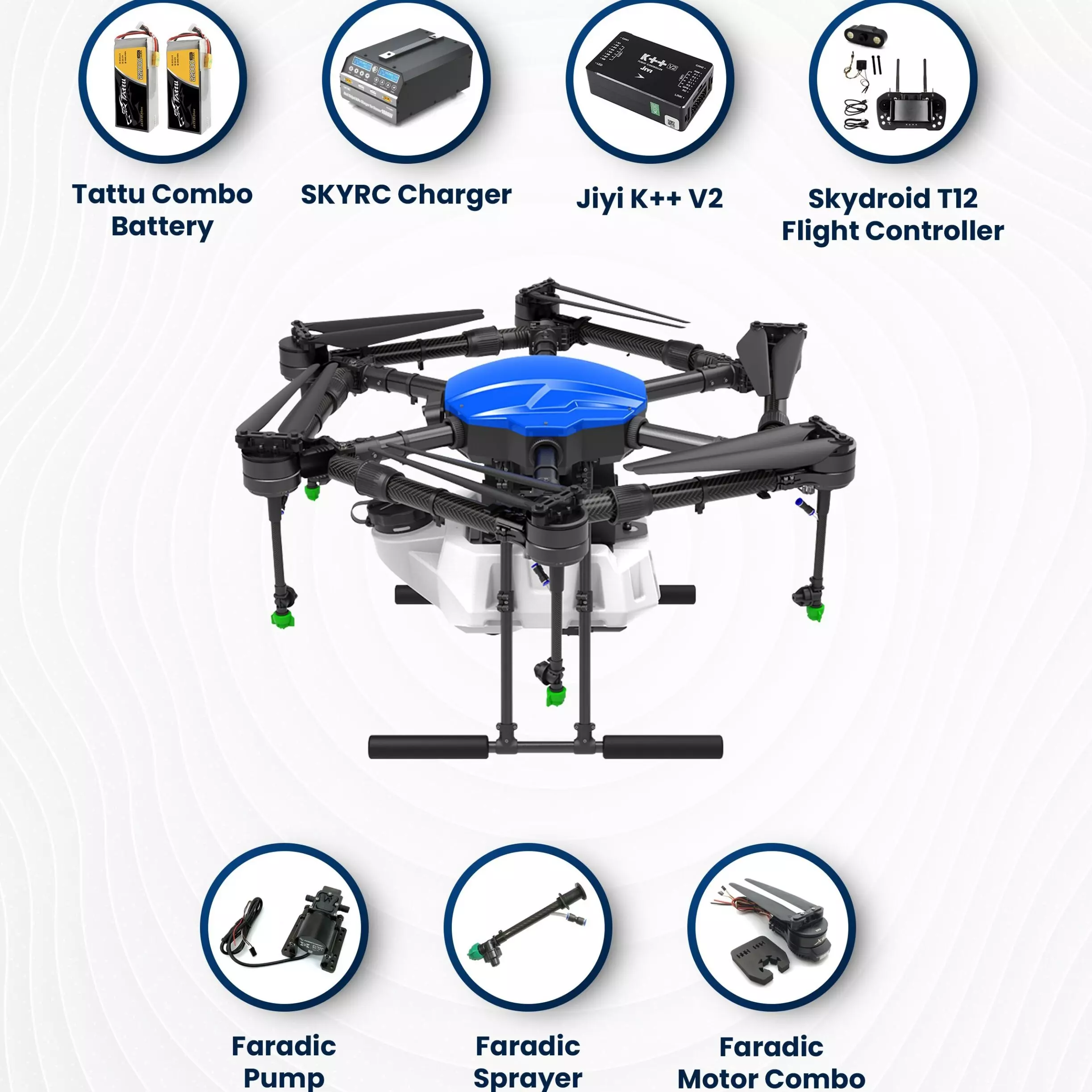 Flycast EFT E610 Agriculture Drone With 23-24 inch (584-609 mm) Propeller Size and 6 Axis Configuration