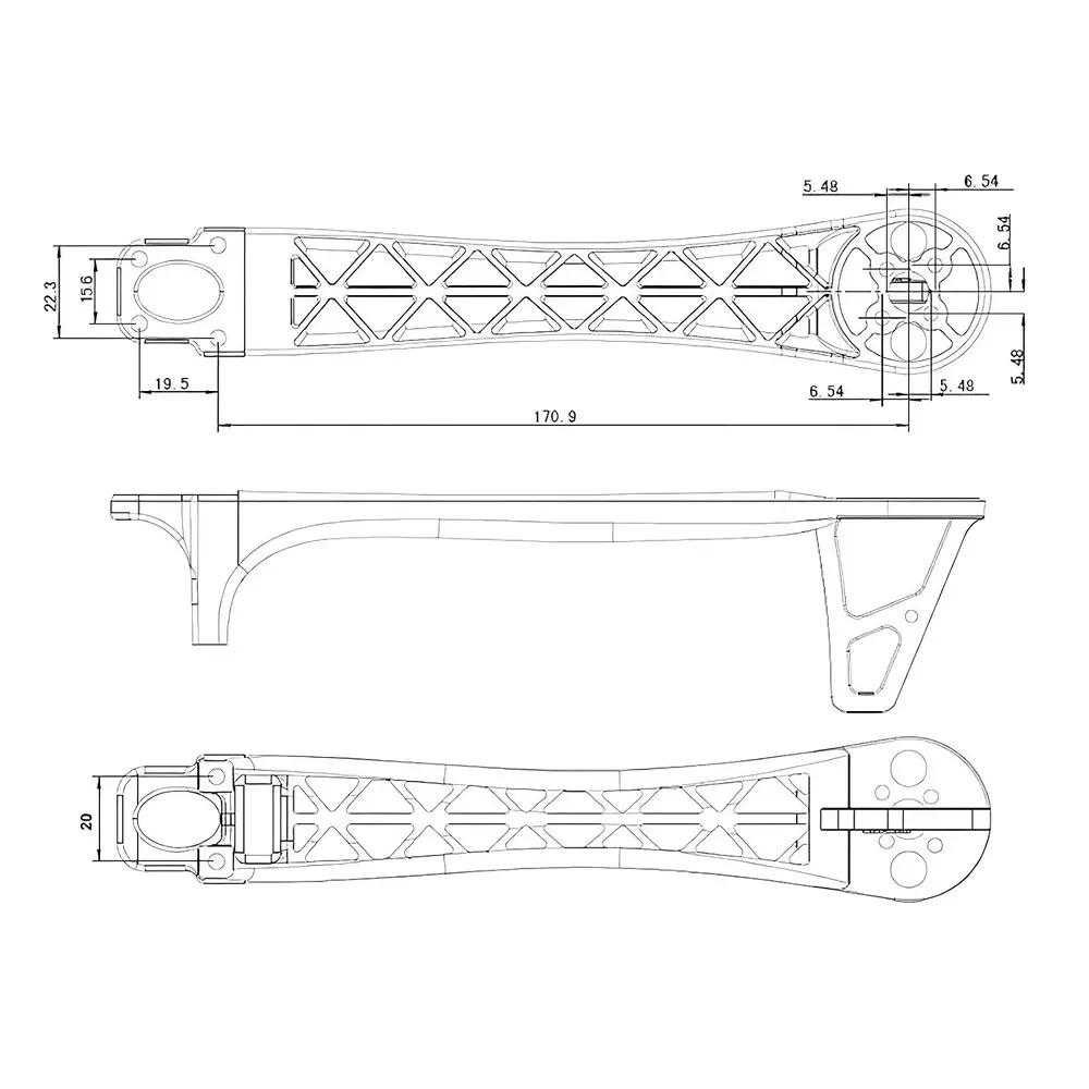 invento-replacement-leg-arm-nylon-plastic-white-220-mm-length-3-mm-motor-mounting-hole-daimeter-isc-080-wa3-pack-of-6-pcs
