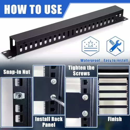 PremiumAV 1U 22 Slot Horizontal Cable Manager for 19 inch Server Rack for Data Center, Patch Panel, IT Rack