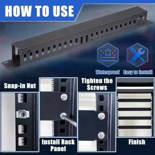 PremiumAV 1U 22 Slot Horizontal Cable Manager for 19 inch Server Rack for Data Center, Patch Panel, IT Rack