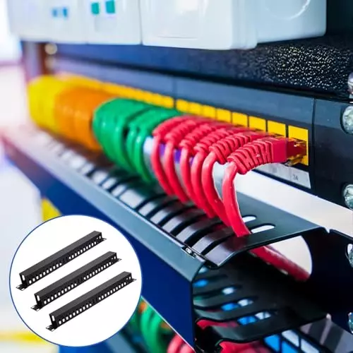 PremiumAV 1U 22 Slot Horizontal Cable Manager for 19 inch Server Rack for Data Center, Patch Panel, IT Rack