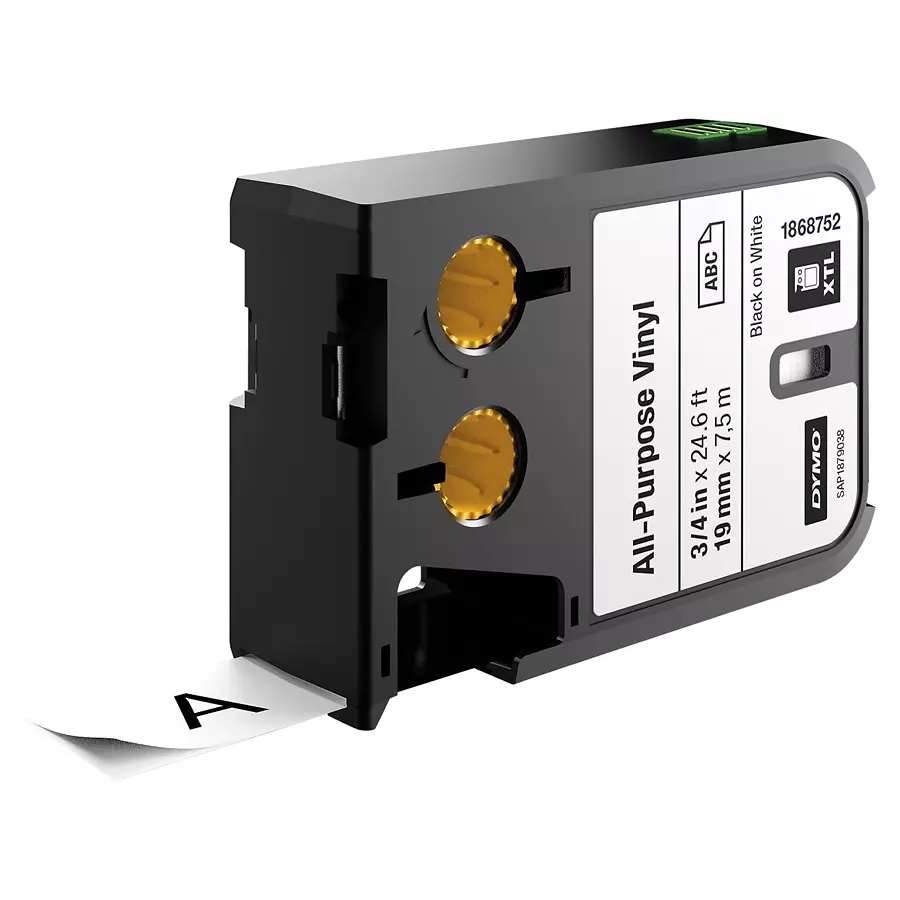 DYMO Label Tape, 0.74" X 22.9Ft, Black/White, 1868752