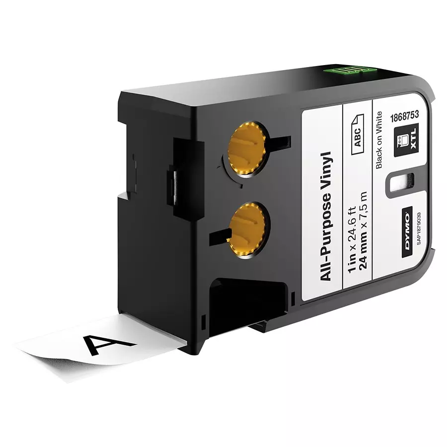 DYMO Label Tape, 0.94" X 22.9Ft, Black/White, 1868753