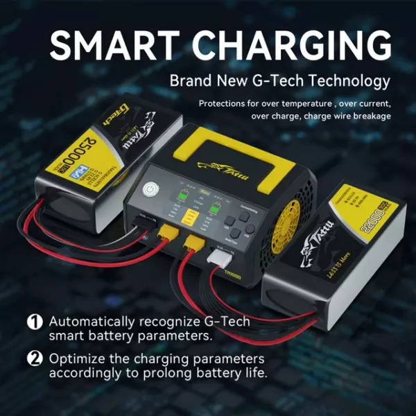 Flycast TA 1000 Battery Charger With 2 Channels and Max. 25 A x 2 Charging Current for Charging Drone Batteries