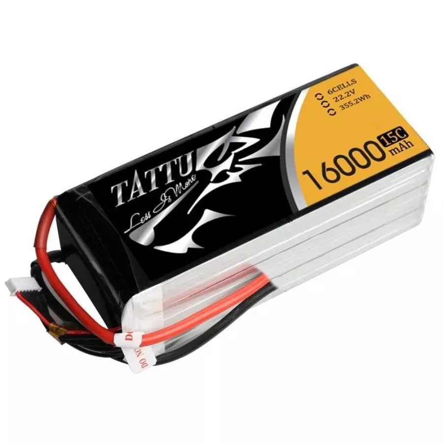 Flycast Tattu 16000 mAh LiPo Battery 22.2V, 15 C Discharge Rate and 6S1P Configuration