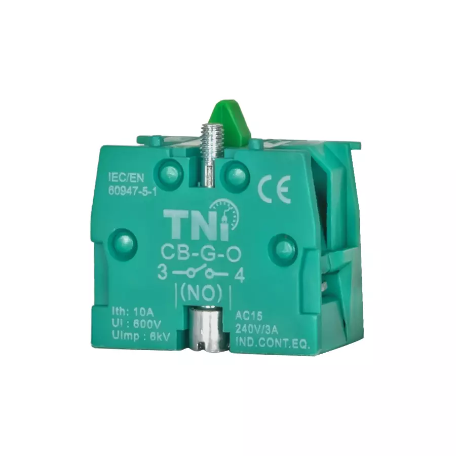 TNI NO Type Contact Block Green Color Silver Contact Type and 10 A Rated Current, CB-G-O