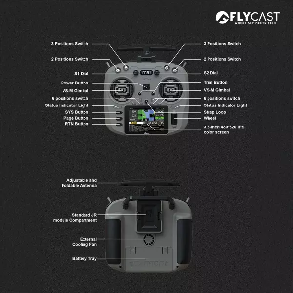 Flycast Jumper T15 Radio Transmitter With 1.3 inch (33 mm) Color Screen Display and EdgeTX / OpenTX Firmware