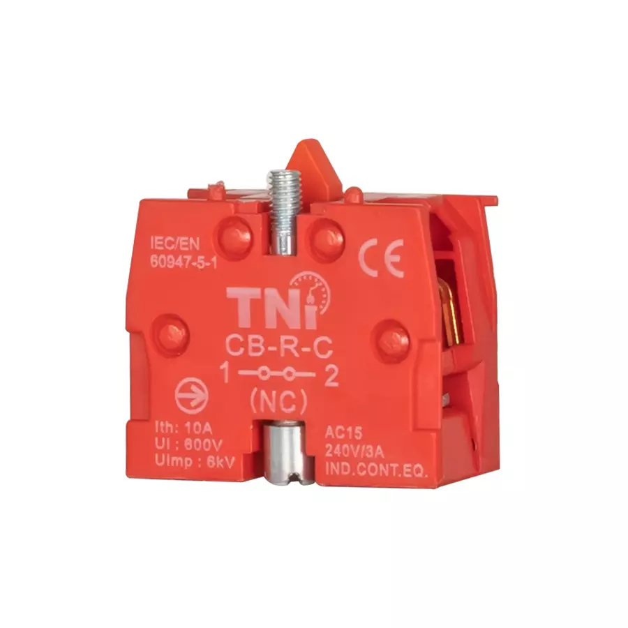 TNI NC Type Contact Block Red Color Silver Contact Type and 10 A Rated Current, CB-R-C