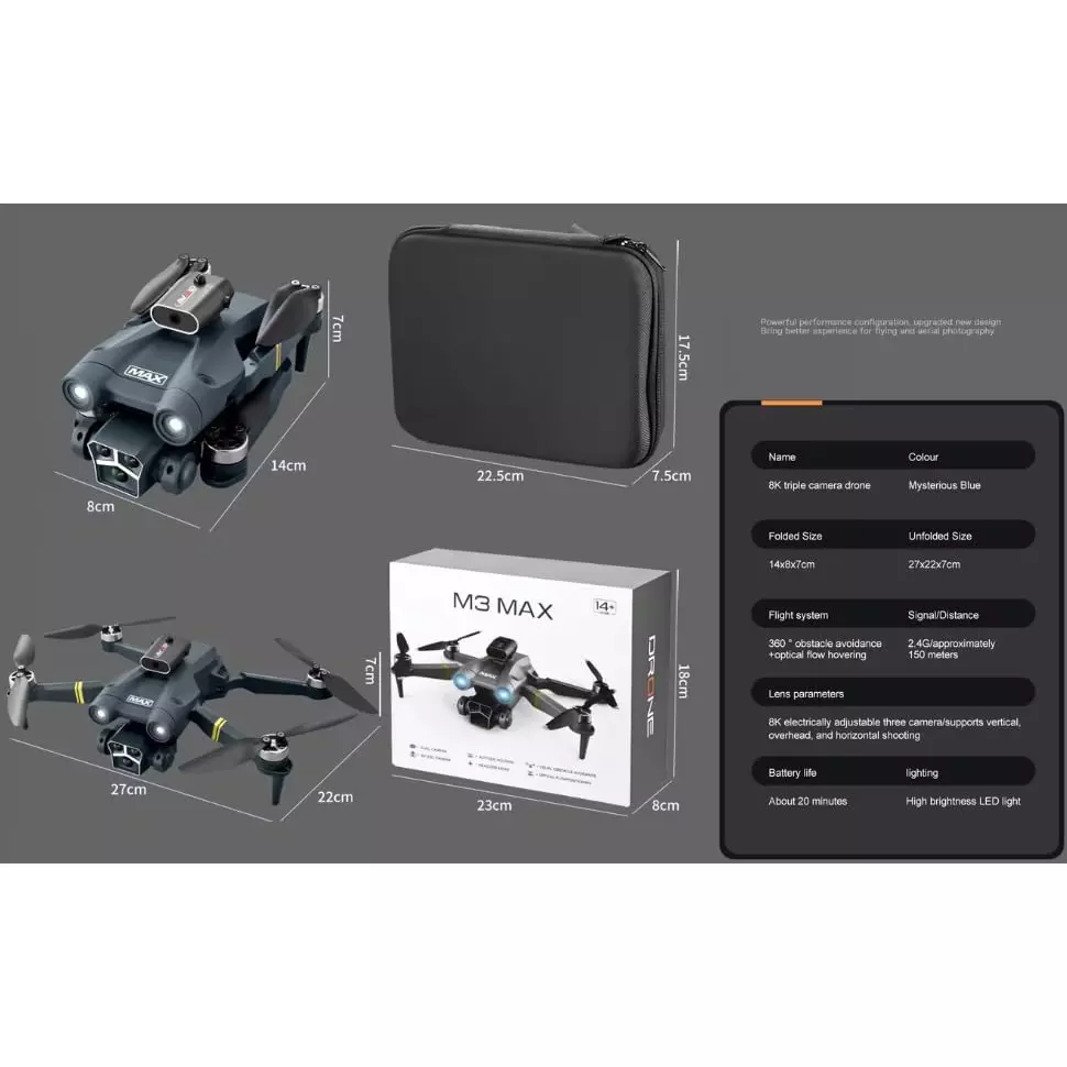 Flycast M3 Max Drone With 720p HD Camera Resolution and Upto 80 m Control Range