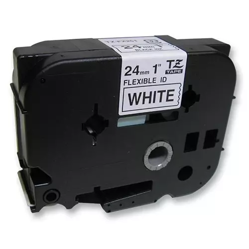 BROTHER Tape, 24Mm, Black/White, Flexible, TZE-FX251